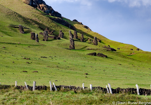 Moai on the southern slope of Rano Raraku