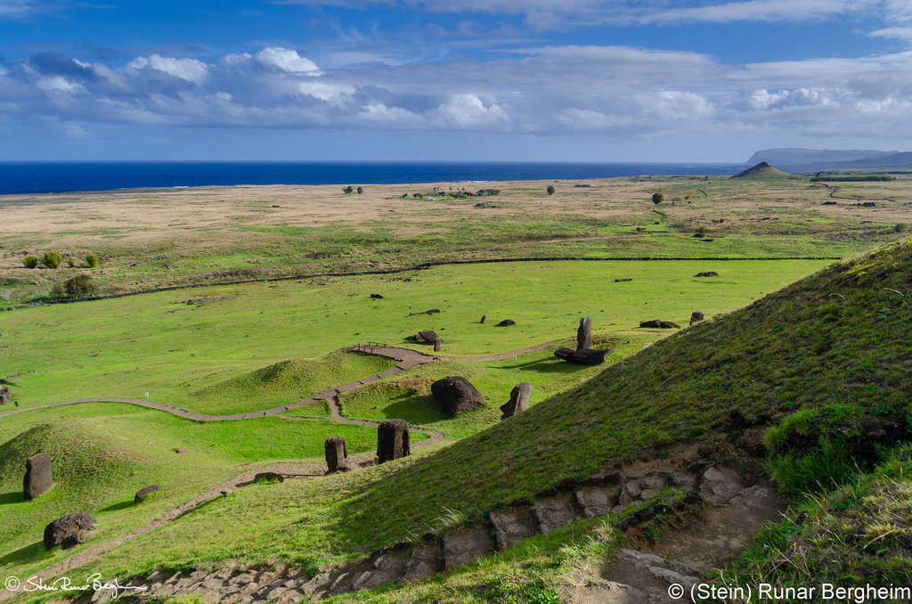 The southern plain of Easter Island seen from Rano Raraku