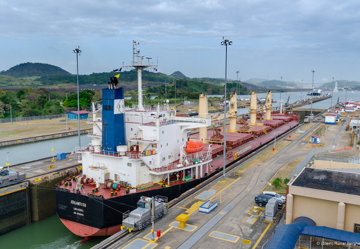 Ship going through the Panama Canal
