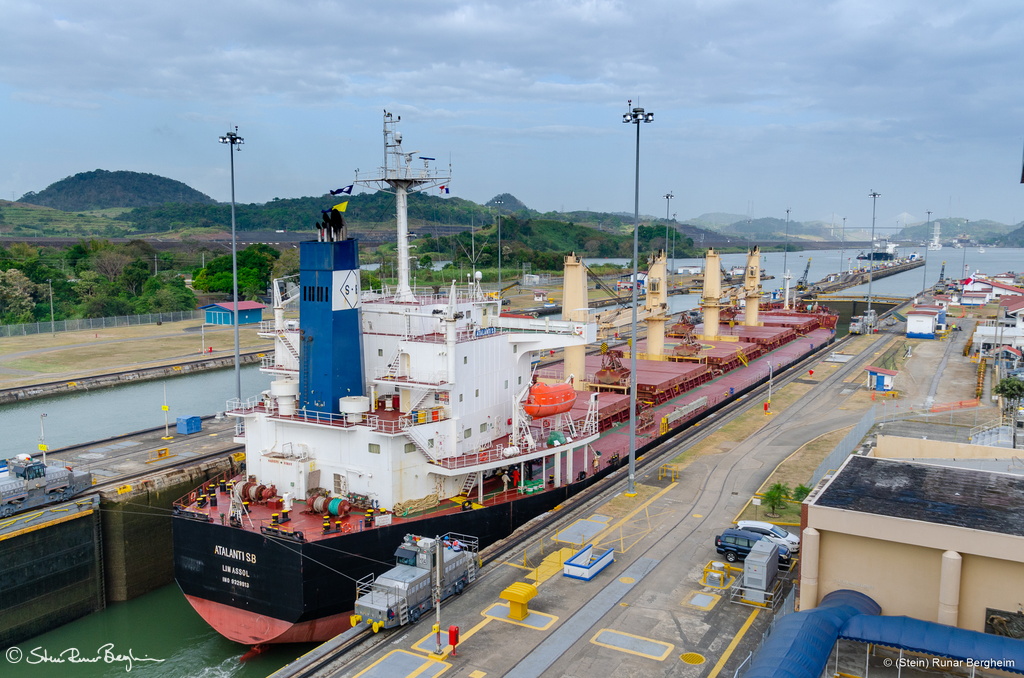 Ship going through the Panama Canal