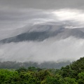 Arenal Volcano, shrouded in fog and mist
