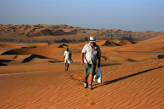Striding forward in the sand