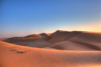 Sand dune close to sunset