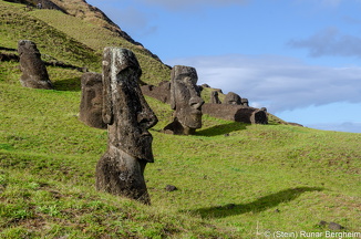 Moai on the southern slope of Rano Raraku