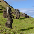 Moai on the southern slope of Rano Raraku