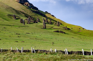 Moai on the southern slope of Rano Raraku