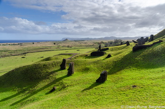 Moai on the southern slope of Rano Raraku